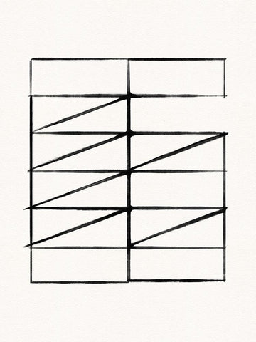 Abstract Ink Grid I Black Ornate Wood Framed Art Print with Double Matting by Green, Jacob