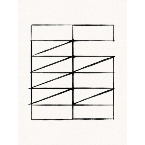 Abstract Ink Grid I Black Modern Wood Framed Art Print by Green, Jacob