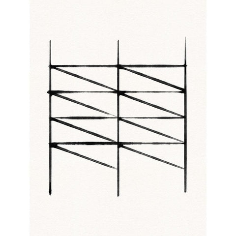 Abstract Ink Grid II White Modern Wood Framed Art Print by Green, Jacob