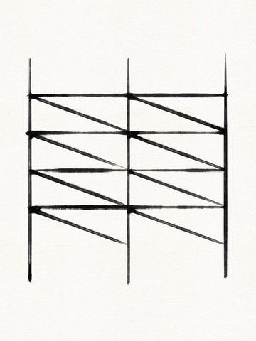 Abstract Ink Grid II Black Ornate Wood Framed Art Print with Double Matting by Green, Jacob