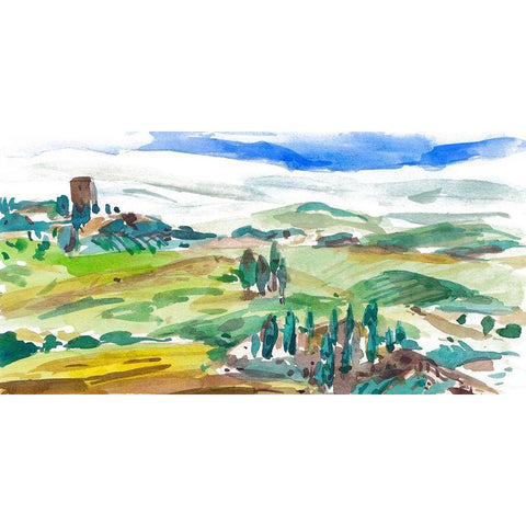 Vibrant Tuscan Landscape I Gold Ornate Wood Framed Art Print with Double Matting by Wang, Melissa