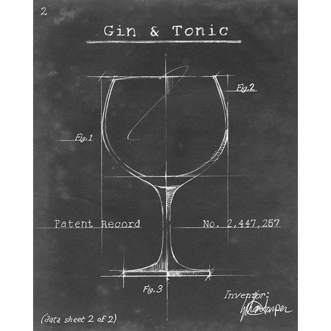 Barware Blueprint X Black Modern Wood Framed Art Print with Double Matting by Harper, Ethan