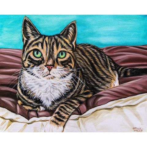 Kaleidoscope Comfy Cat White Modern Wood Framed Art Print by Vitaletti, Carolee