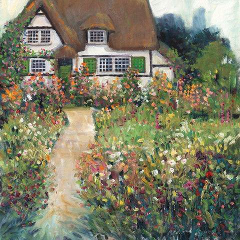 Garden Cottage II Gold Ornate Wood Framed Art Print with Double Matting by OToole, Tim