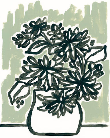 Windowsill Blossoms I White Modern Wood Framed Art Print with Double Matting by Vess, June Erica