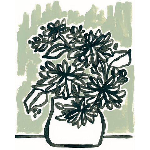 Windowsill Blossoms I Black Modern Wood Framed Art Print by Vess, June Erica