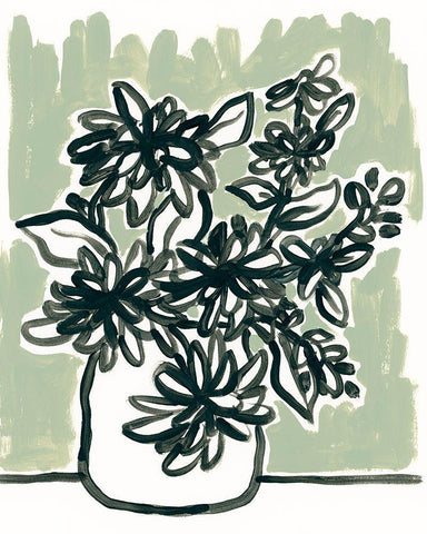 Windowsill Blossoms II White Modern Wood Framed Art Print with Double Matting by Vess, June Erica