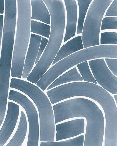 Indigo Maze II White Modern Wood Framed Art Print with Double Matting by Vess, June Erica