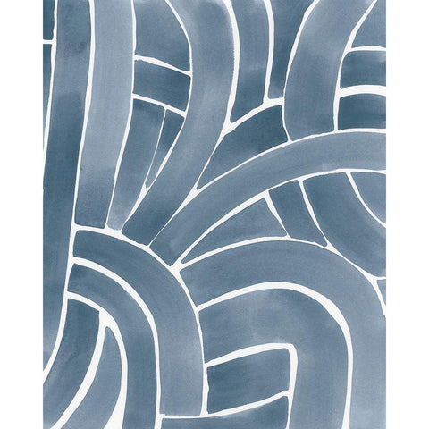 Indigo Maze II Black Modern Wood Framed Art Print with Double Matting by Vess, June Erica