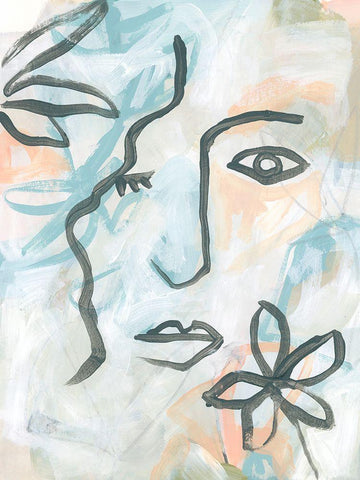 Fresco Gaze I White Modern Wood Framed Art Print with Double Matting by Vess, June Erica