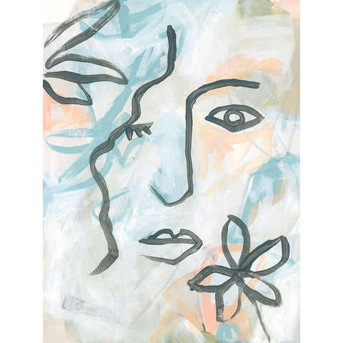 Fresco Gaze I Gold Ornate Wood Framed Art Print with Double Matting by Vess, June Erica