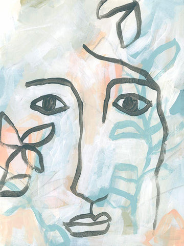 Fresco Gaze II White Modern Wood Framed Art Print with Double Matting by Vess, June Erica