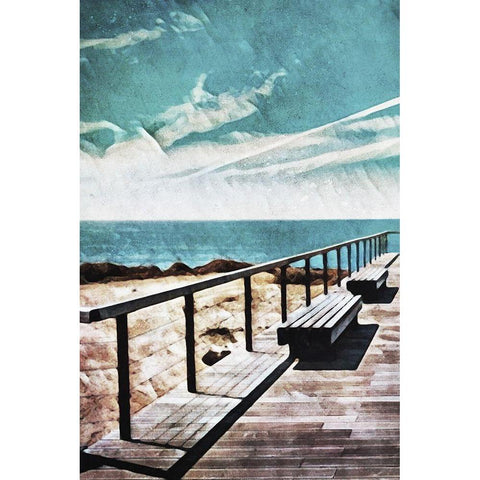 Wooden Pier Meets Blue Skies I Gold Ornate Wood Framed Art Print with Double Matting by Aldridge, Ashley