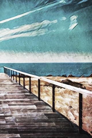 Wooden Pier Meets Blue Skies II Black Ornate Wood Framed Art Print with Double Matting by Aldridge, Ashley