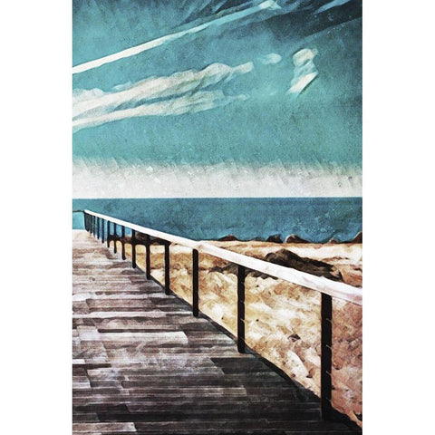 Wooden Pier Meets Blue Skies II Gold Ornate Wood Framed Art Print with Double Matting by Aldridge, Ashley