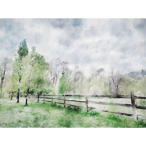 Scenic Fence Black Modern Wood Framed Art Print with Double Matting by Curinga, Kim