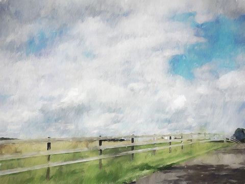 Pasture Fence White Modern Wood Framed Art Print with Double Matting by Curinga, Kim