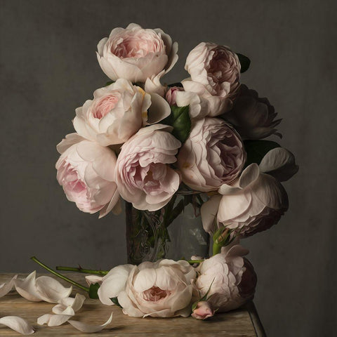 Smitten By Roses Black Ornate Wood Framed Art Print with Double Matting by McLean, Leah