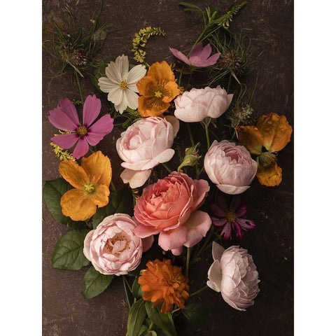 A Pocket Full of Posies Gold Ornate Wood Framed Art Print with Double Matting by McLean, Leah