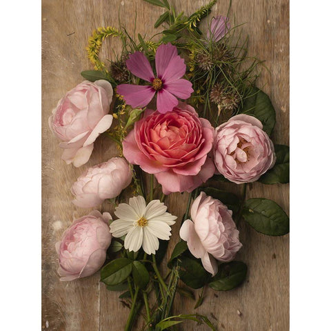 Rosy Posy Black Modern Wood Framed Art Print with Double Matting by McLean, Leah