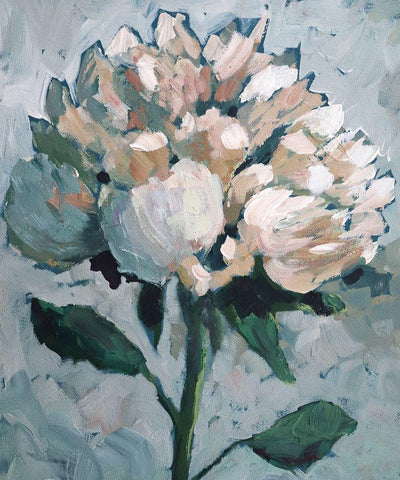 Peony White Modern Wood Framed Art Print with Double Matting by Riger, Sue