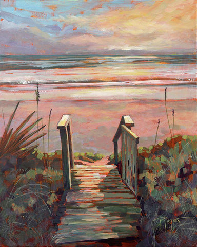 Coastal Paradise Found White Modern Wood Framed Art Print with Double Matting by Riger, Sue