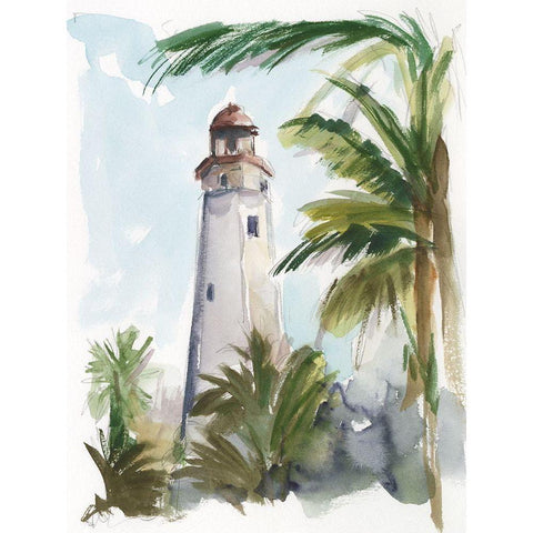 Tropical Lighthouse II Gold Ornate Wood Framed Art Print with Double Matting by Harper, Ethan