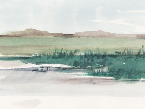 Emerald Grassland II White Modern Wood Framed Art Print with Double Matting by Harper, Ethan