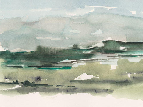 Misty Green I Black Ornate Wood Framed Art Print with Double Matting by Harper, Ethan