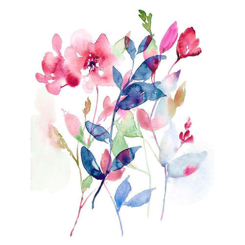 Jeweled Flowers I Gold Ornate Wood Framed Art Print with Double Matting by Goldberger, Jennifer