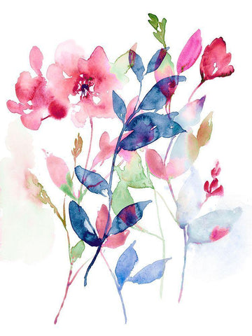 Jeweled Flowers I Black Ornate Wood Framed Art Print with Double Matting by Goldberger, Jennifer