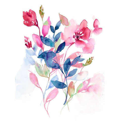 Jeweled Flowers II Gold Ornate Wood Framed Art Print with Double Matting by Goldberger, Jennifer