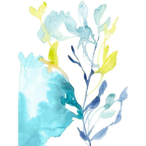 Turquoise Bloom I Gold Ornate Wood Framed Art Print with Double Matting by Goldberger, Jennifer