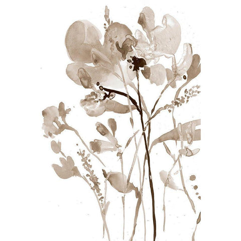 Neutral Floral Overlay I White Modern Wood Framed Art Print by Goldberger, Jennifer