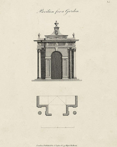 Garden Pavilion II White Modern Wood Framed Art Print with Double Matting by Vision Studio