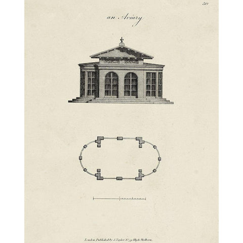 Garden Pavilion VII Black Modern Wood Framed Art Print with Double Matting by Vision Studio