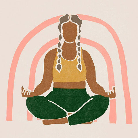 Om Together I White Modern Wood Framed Art Print with Double Matting by Vess, June Erica