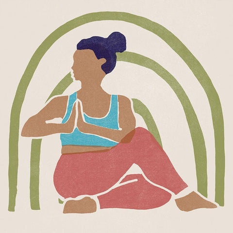 Om Together II White Modern Wood Framed Art Print with Double Matting by Vess, June Erica