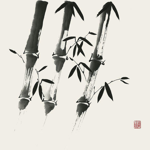 Bamboo Collection I White Modern Wood Framed Art Print by Rae, Nan