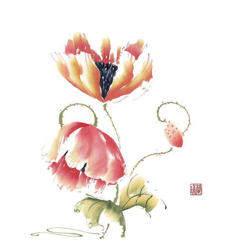 Pop Goes the Poppy White Modern Wood Framed Art Print by Rae, Nan