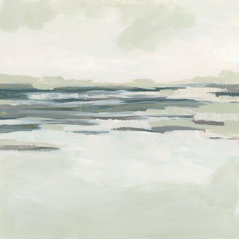 Moss Coastline I White Modern Wood Framed Art Print with Double Matting by Vess, June Erica