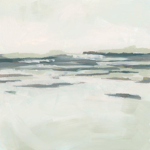 Moss Coastline II White Modern Wood Framed Art Print with Double Matting by Vess, June Erica