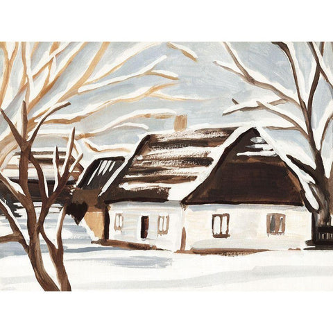 Winter Cottage I Black Modern Wood Framed Art Print by Warren, Annie