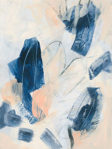 Indigo Tablature I White Modern Wood Framed Art Print with Double Matting by Vess, June Erica