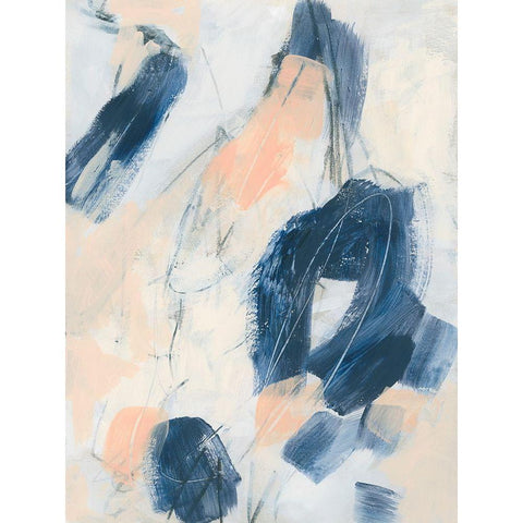 Indigo Tablature II White Modern Wood Framed Art Print by Vess, June Erica