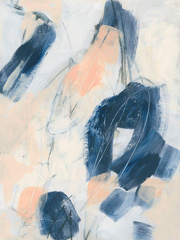 Indigo Tablature II White Modern Wood Framed Art Print with Double Matting by Vess, June Erica