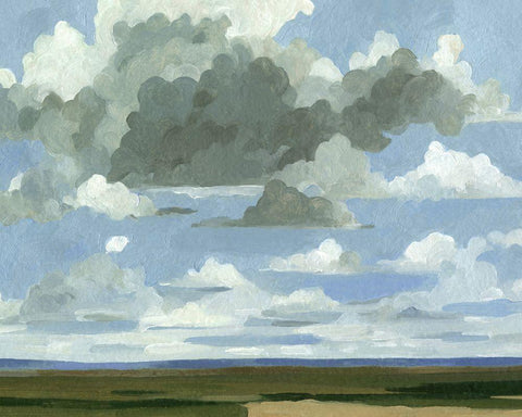 Great Plains Sky I White Modern Wood Framed Art Print with Double Matting by Caroline, Emma