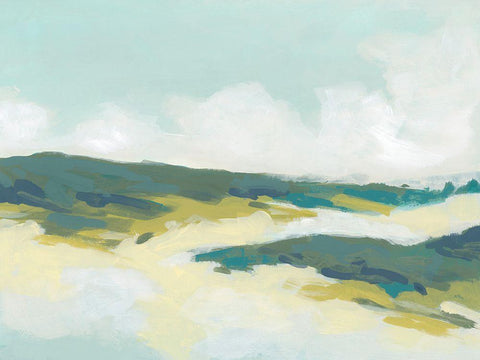 Hillside Swath I White Modern Wood Framed Art Print with Double Matting by Vess, June Erica