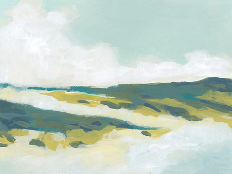 Hillside Swath II White Modern Wood Framed Art Print with Double Matting by Vess, June Erica