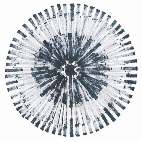 Batik Bullseye II Black Modern Wood Framed Art Print with Double Matting by Vess, June Erica